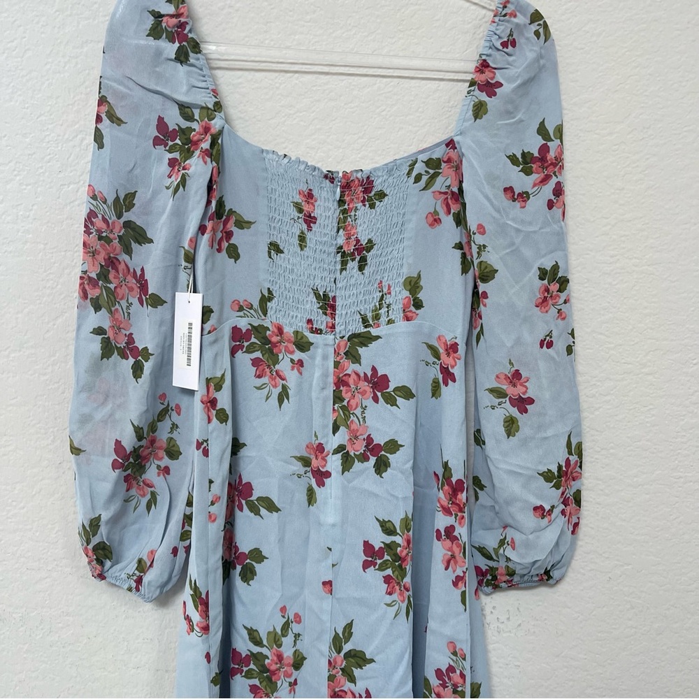 Reformation Shelby Midi Dress Giulia Print Blue Pink Floral Size 2 - Picture 3 of 6